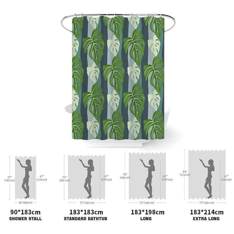 シャワーカーテン 防水 目隠し パームリーフ デジタルプリント 浴室 バスルーム 4点セット ポリエステ..