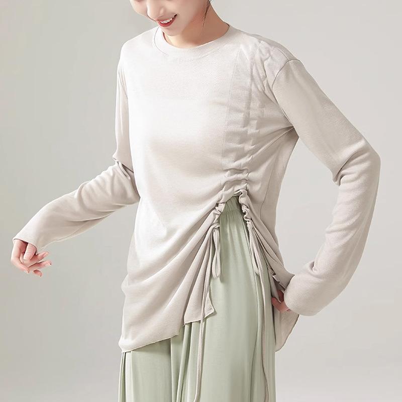 ダンスウェア ユニセックス 男女兼用 ドローストリング ゆったり ルーズフィット 長袖ロングスリーブ ストリート ジャズ モダンダンス 練習着 レッスンウェア ポリエステル素材 フィットネス