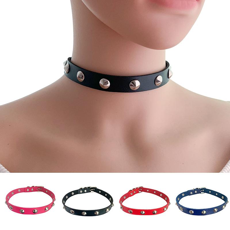 チョーカー レディース パンク ロック 原宿系 ゴシック 個性的 ダーク系 V系 PUレザー 合皮 スタッズ ..