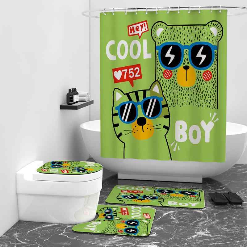 シャワーカーテン かわいい カートゥーン デジタルプリント 防水 撥水 遮光 目隠し バスルーム 浴室 シ..