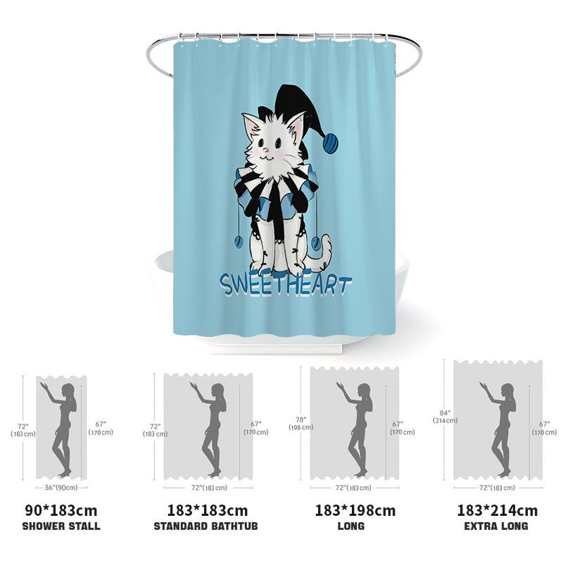 シャワーカーテン 防水 速乾 ポンジー ポリエステル カートゥーン 動物柄 かわいい デジタルプリント ..