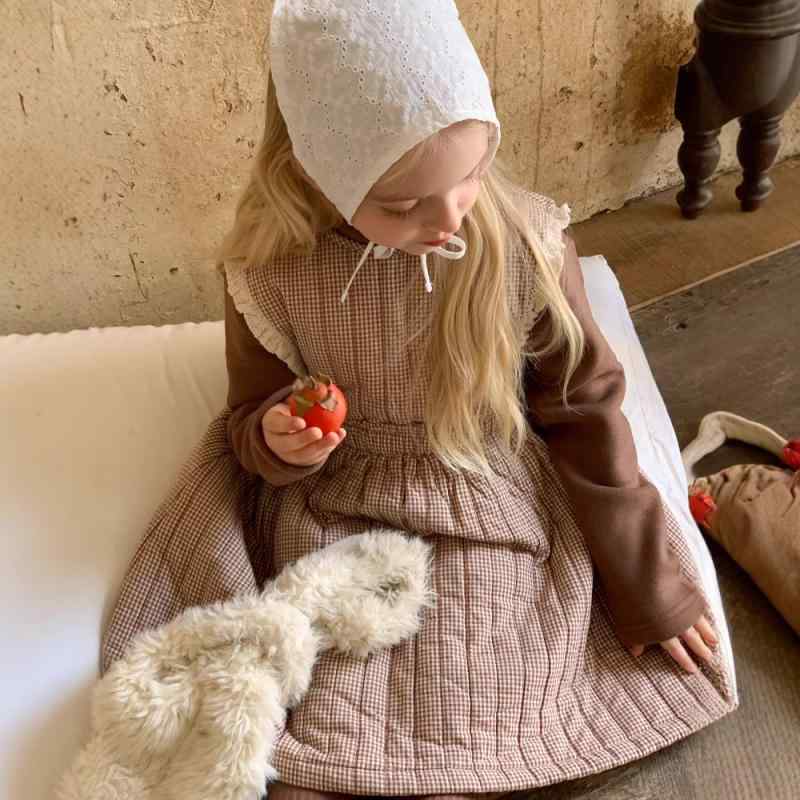 ジャンパースカート 女の子 キッズ ベビー 厚手 キルティング 綿素材 レースフリル プリンセス風 おし..