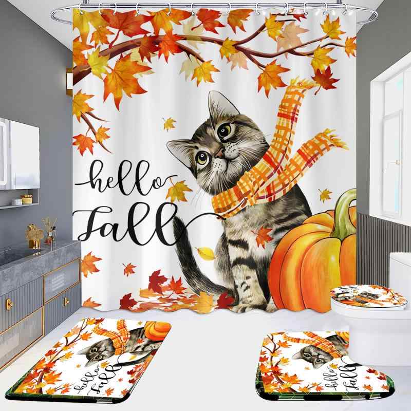 シャワーカーテン 防水 撥水 突っ張り棒式 穴あけ不要 ポリエステル製 鮮やかプリント バスルーム 浴室..