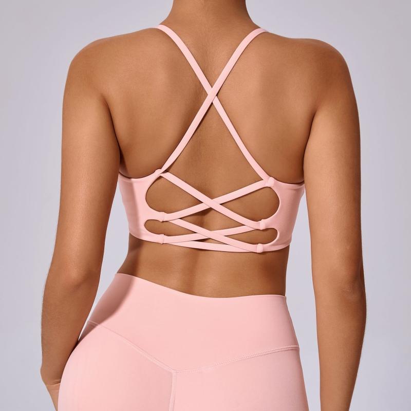 スポーツブラ レディース 揺れ防止 ノンワイヤー クロスストラップ 美背デザイン ストレスフリー 吸汗速乾 伸縮性 ヨガ フィットネス ランニング ダンス スポーツトップス