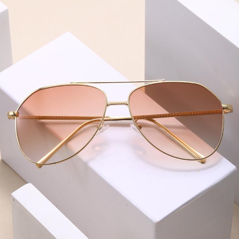 サングラス レディース メンズ UV400カット メタルフレーム グラデーションカラー ティアドロップ ファッション ドライブ アウトドア 旅行 通勤用 おしゃれ オールシーズン(x2)(4)