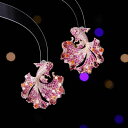 ピアス レディース 大ぶり 存在感 高級感 銅 ジルコニア フルパヴェ 金魚 ベタ モチーフ 独創的 デザイン 欧米風 ファッション 通勤 スタッドピアス ローズレッド シルバーブルー ガンブラック シルバーパープル