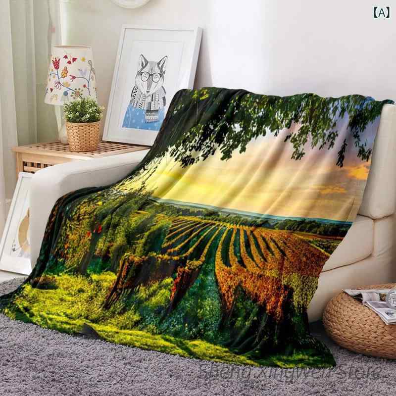 毛布 フランネル ポリエステル ソフト肌触り ファームハウス風 フルーツ柄 野菜柄 ベッドカバー リビン..