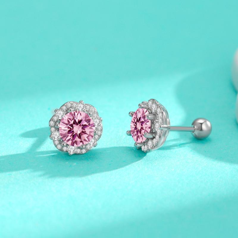 ピアス レディース S925純銀 シルバー 電気メッキ加工 カラフル モアッサナイト スクリューポストピアス プリンセス風 フラワーデザイン 高級感 おしゃれ 万能 普段使い カジュアル フォーマル