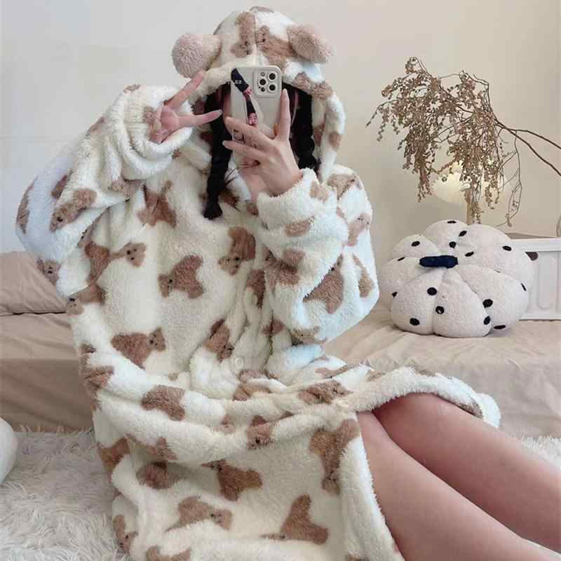 ルームウェア レディース 保温 厚手 あったか フランネル サンゴマイヤー 裏起毛 ふわふわ ロング丈 バ..