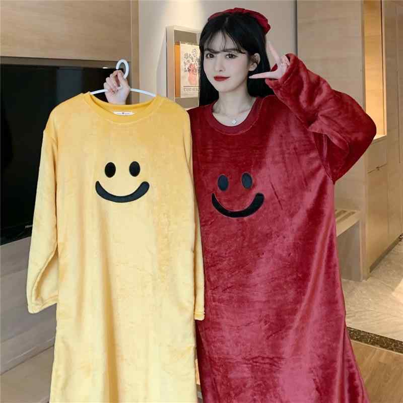 ネグリジェ レディース 女性用 女の子 ガールズ フランネル 裏起毛 厚手 暖かい キャラクター柄 かわいい 秋冬 ミディ丈 パジャマ ルームウェア ナイトガウン 部屋着