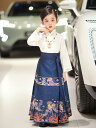 漢服 女の子 キッズ 子供 秋冬 柔らかい肌触り 改良 中国風 チャイナ風 高級感 エレガント 馬面スカート プリーツスカート プリンセスドレス 発表会 ステージ衣装 イベント セットアップ 上下セット ポリエステル