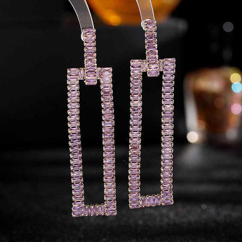 ピアス イヤリング レディース 女性用 高級感 大ぶり 幾何学 透かし 長方形 ジルコニア おしゃれ 上品 ..