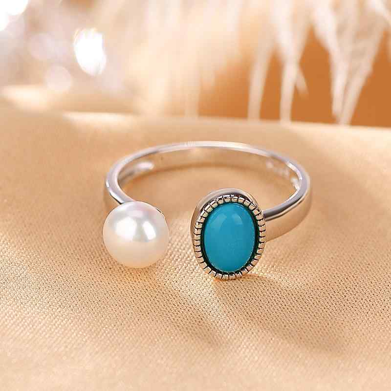 ジュエリーセット レディース S925純銀 高級感 ターコイズ パール 幾何学模様 オーバル型 ピアス 指輪 ペンダント エレガント 上品 通勤用 普段使い ヴィンテージ風