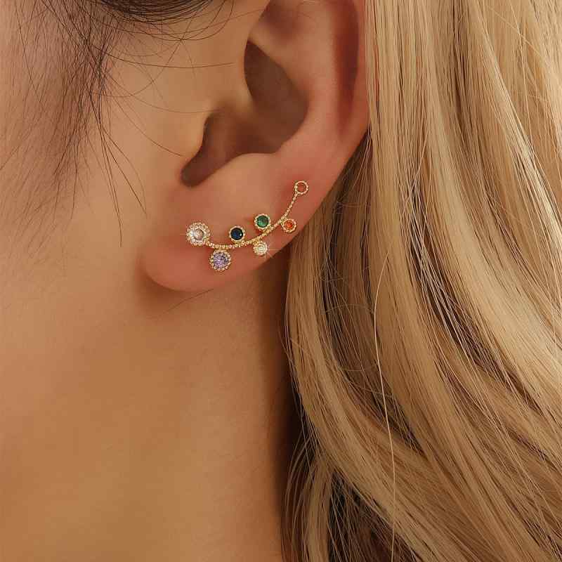 ピアス レディース 欧米風 おしゃれ マルチカラー ジルコニア 煌めく シンプル 万能 フェミニン かわい..