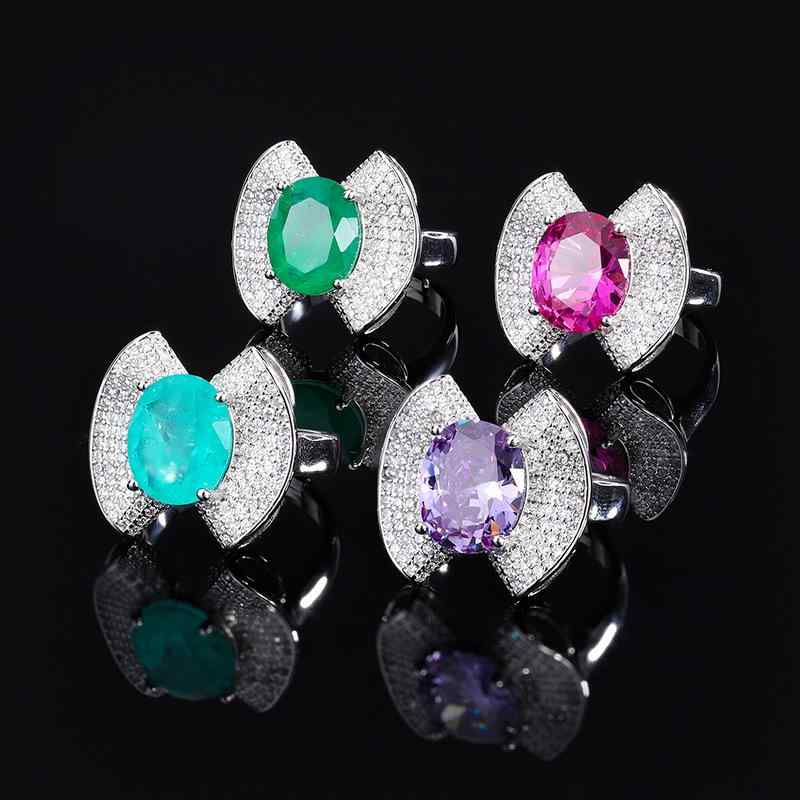 指輪 レディース 模造パライバ ジルコニア エメラルドグリーン カラーストーン ルビー パープルジルコ..