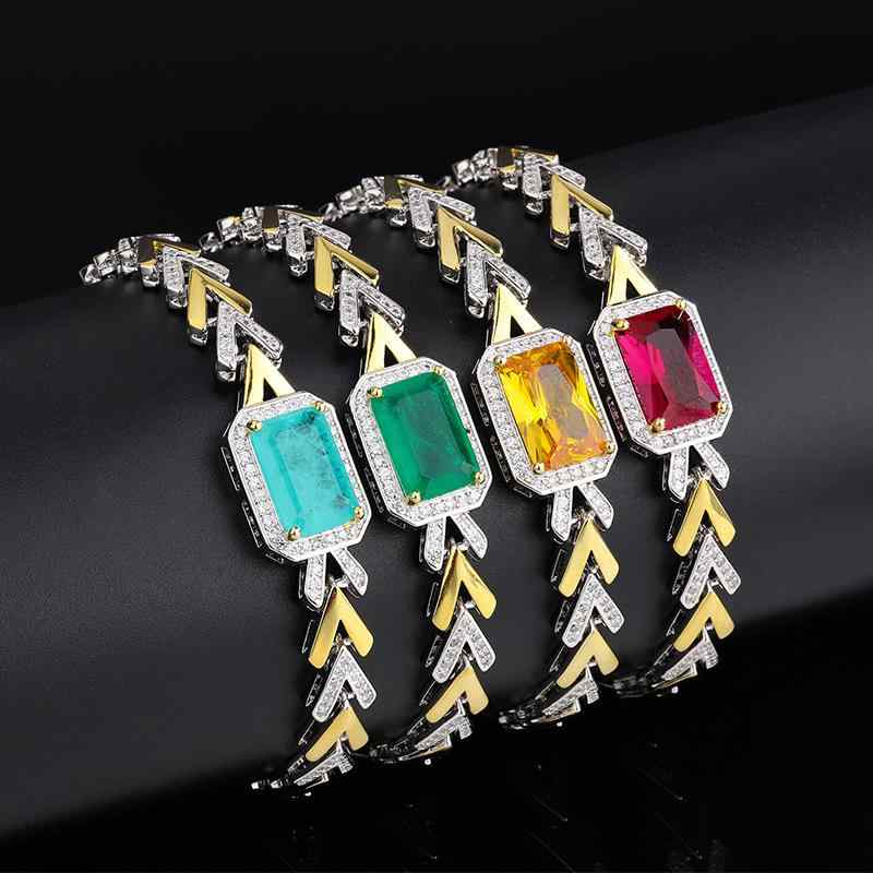 ・主な素材: ジルコニア・カラー展開: エメラルドグリーン、パライバグリーン、ルビーレッド、ゴールデンジルコニア・デザイン: パヴェ・スタイル: 重ね付け風、個性派トレンド・カテゴリ: 腕輪・対象: 女性向け