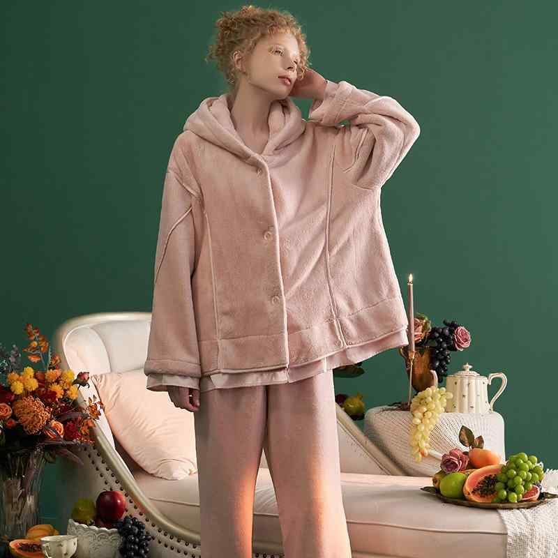 {&quot;result&quot;:&quot;パジャマ レディース 秋冬 厚手 保温 裏起毛 フランネル コーラルベルベッ..