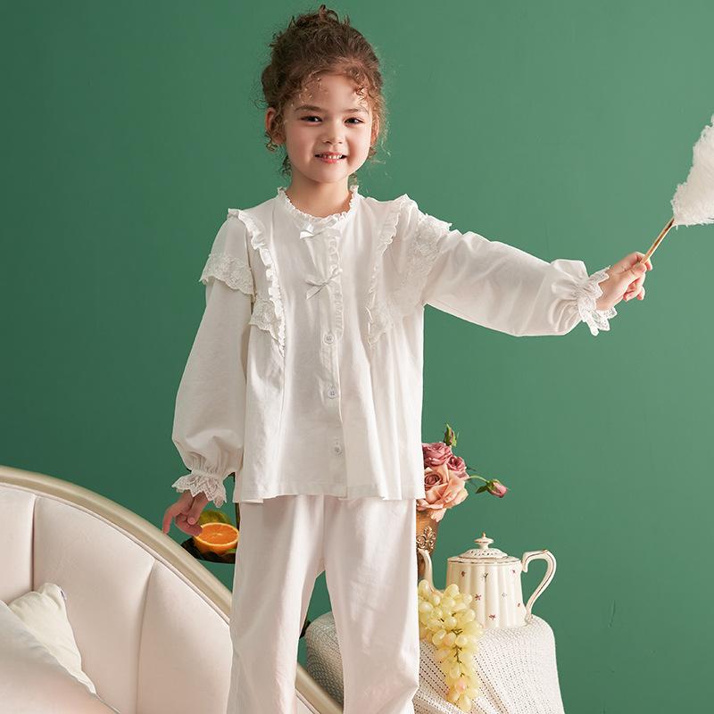パジャマ 女の子 ベビー キッズ 親子 綿 長袖 春秋 かわいい プリンセス 宮廷風 レトロ 通気性 快適 ル..