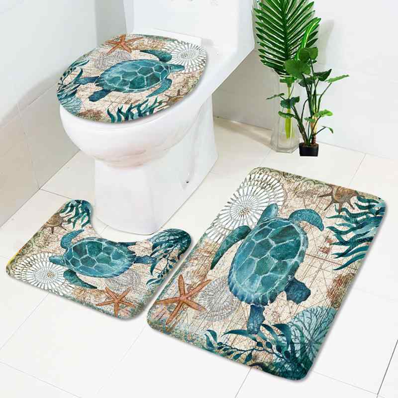 シャワーカーテン バスルームセット 防水 デジタルプリント トイレマット ウォールタペストリー おしゃれ アメリカン レトロ ヴィンテージ風 ポリエステル