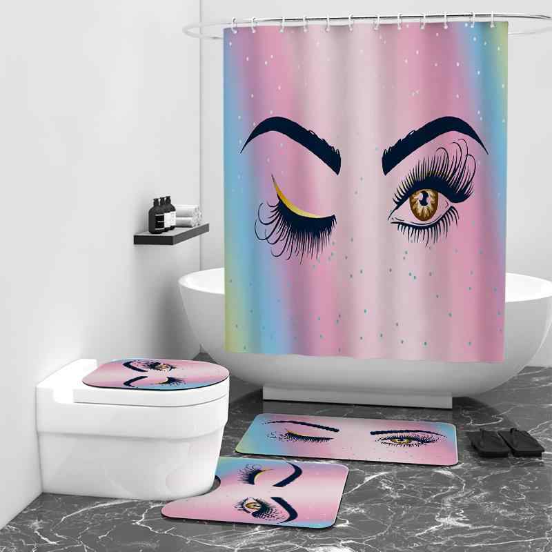 シャワーカーテン カラフルな目玉模様 防水 デジタルプリント ポリエステル 速乾 滑り止めバスマット トイレ3点セット おしゃれ モダン 北欧風 バスルーム用品セット