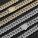 ネックレス ブレスレット メンズ レディース キューバンチェーン 12mm 二連 埋め尽くし ジルコニア ひし形 銅製 ヒップホップ セット ゴールド シルバー キラキラ ゴージャス ストリート ダンス ファッション