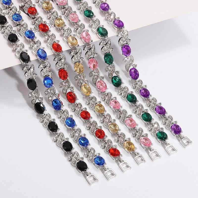 Crystal - ブレスレット レディース クロスデザイン 七色ジルコニア 多色展開 欧米風 電気メッキ加工 合金製 ファッション 通勤 オフィス カジュアル 上品 アクセサリー