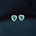 ピアス レディース S925純銀 アレルギー対応 肌に優しい 就寝時つけっぱなし 緑玉髄 エメラルドグリーン ハート ジルコニア スタッドピアス かわいい おしゃれ 上品 普段使い オフィス 通勤
