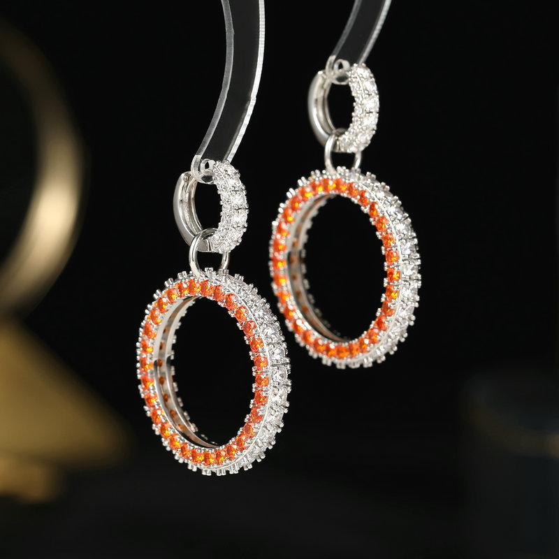 フープピアス レディース フレンチスタイル 高級感 ラウンド形 ジルコニア 幾何学デザイン エレガント ..