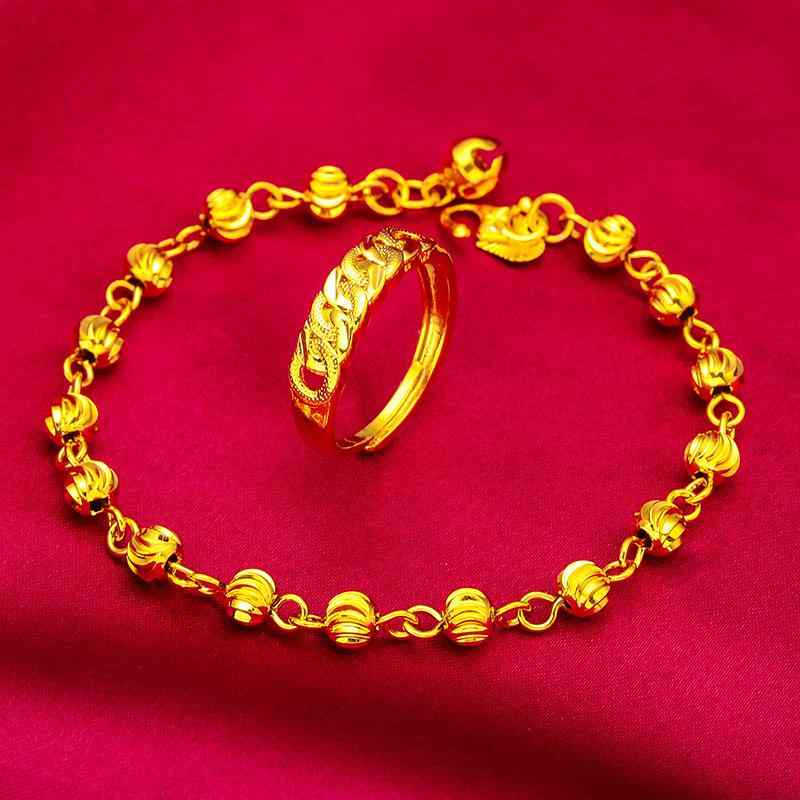 ブレスレット レディース スイカ ビーズ ジオメトリックデザイン ゴールドカラー 金メッキ加工 カジュ..