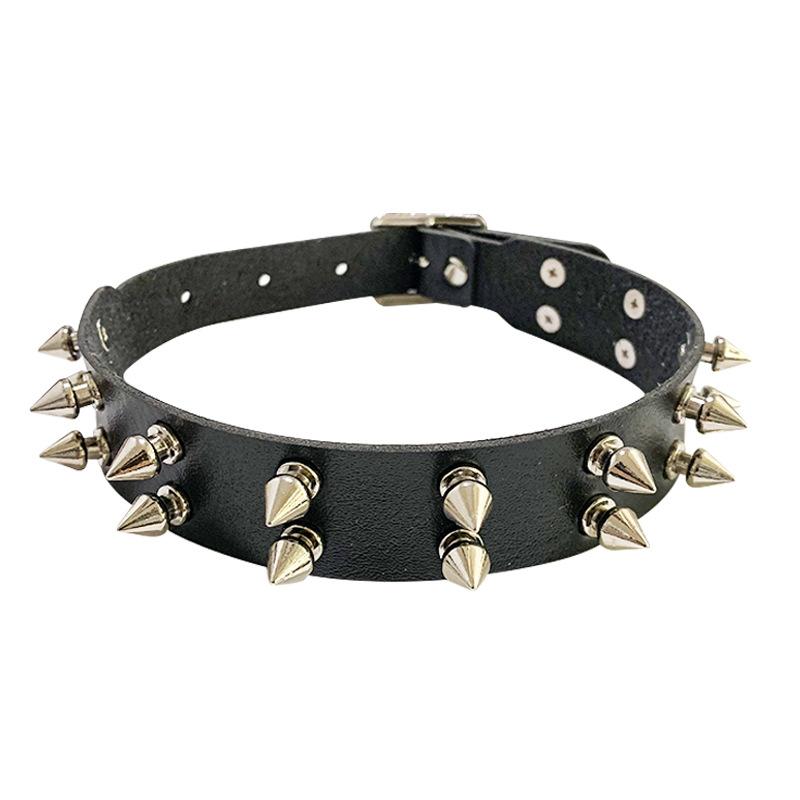 チョーカー レディース パンク ゴシック ロック 原宿ファッション ダブルスパイクスタッズ レザー ピン..