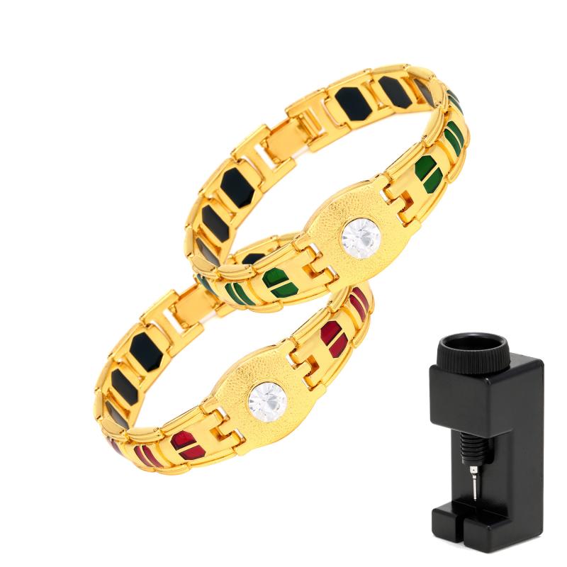 ブレスレット 磁気 男女兼用 ペア ウォッチ型 合金製 電気メッキ加工 欧米風 シンプル おしゃれ カジュ..