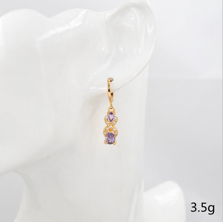 ピアス レディース 高級感 ドロップ型 パープルジルコニア ラインストーン エレガント 上品 煌めく か..