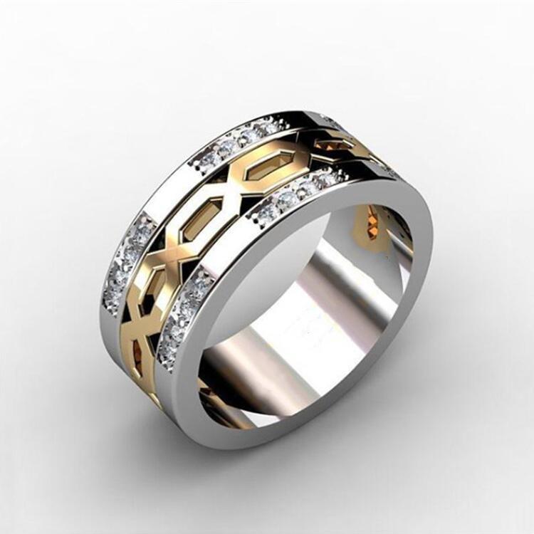 指輪 リング メンズ レディース ペアリング 電気メッキ加工 ジルコニア 2色 花モチーフ 合金製 エスニック レトロ 欧米スタイル ユニセックス(4)