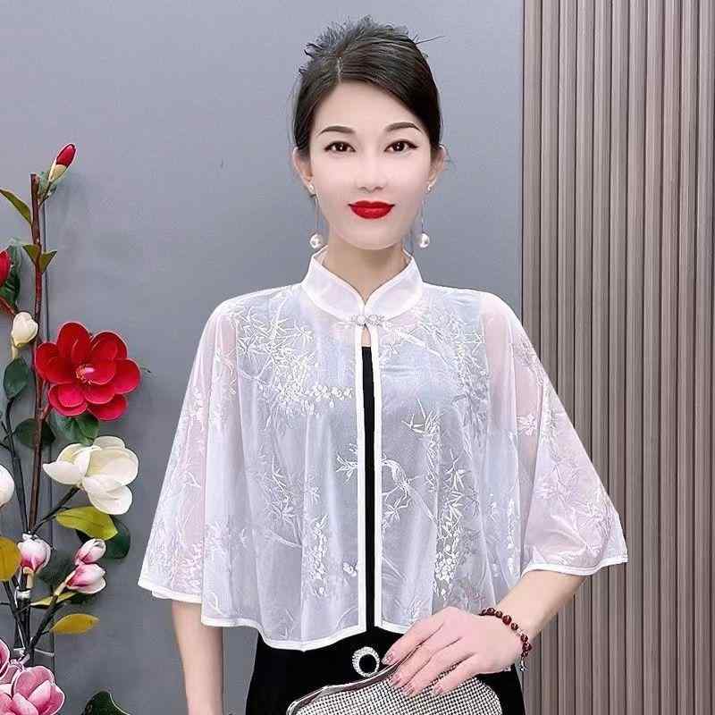 ショール レディース 女性用 紫外線対策 UVカット 薄手 軽量 細見え 着痩せ ポンチョ ケープ ストール レース 花柄 和風 レトロ エスニック 上品 高級感 エレガント 万能 コーデしやすい 春夏