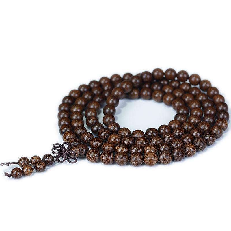 数珠ブレスレット メンズ レディース 金糸檀 108珠 8mm 沈水 老材 順目 木製 磨き仕上げ 民族調 コレク..