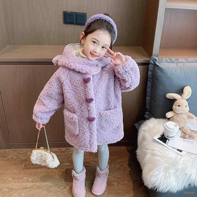 コート 女の子 ベビー キッズ ガールズ ふわふわ もこもこ 中綿 暖かい ハート柄 フード付き ジップアップ ミドル丈 長袖 アウター ポリエステル 韓国風 ...