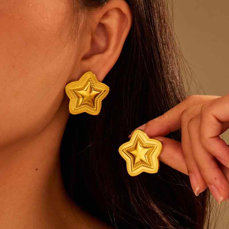 ピアス レディース 金属アレルギー対応 ステンレス製 スターモチーフ K18ゴールドメッキ シンプル レト..