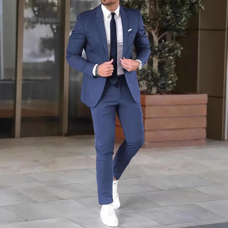 スーツ メンズ 新郎 結婚式 披露宴 礼服 2点セット スリムフィット シングル1つボタン 無地 ピークドラペル ジャケット パンツ ビジネス フォーマル パーティー セレモニー 春秋 ポリエステル素材 大きいサイズ 多色展開