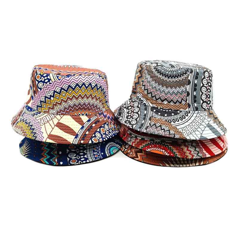 バケットハット レディース メンズ 男女兼用 リバーシブル UVカット 通気性 日よけ エスニック柄 レトロ 幾何学模様 ポリエステル製 カジュアル オールシーズン サファリハット サンハット(4)
