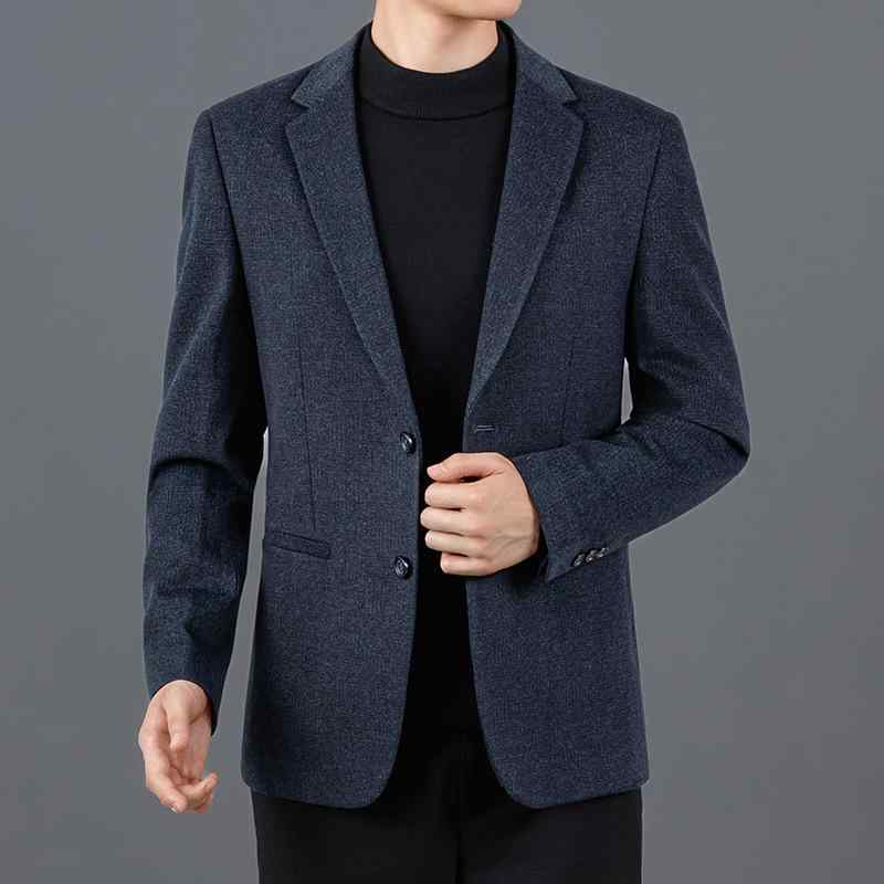 テーラードジャケット メンズ 紳士 中年男性 ウォッシャブル 形態安定加工 スリムフィット ウール カシミヤ混 高級感 ビジネス 通勤 オフィス カジュアル シングル2つボタン 細格子柄 秋冬
