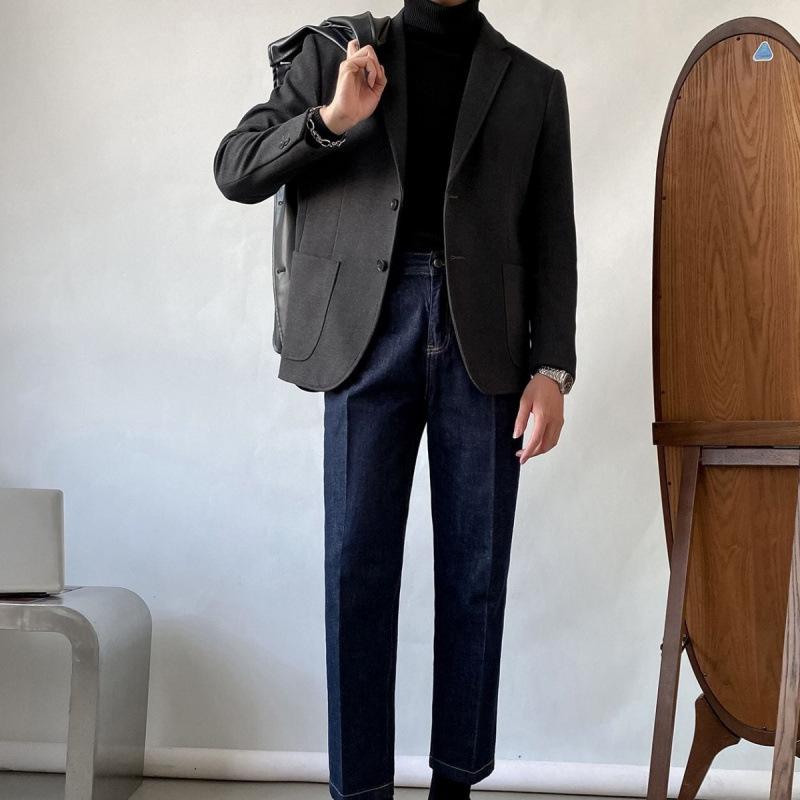 ジャケット メンズ 秋冬 厚手 暖か ウール ツイード メルトン素材 ゆったり オーバーサイズ リラックスフィット カジュアル ビジネス 通勤 オフィス 韓国風 おしゃれ きれいめ