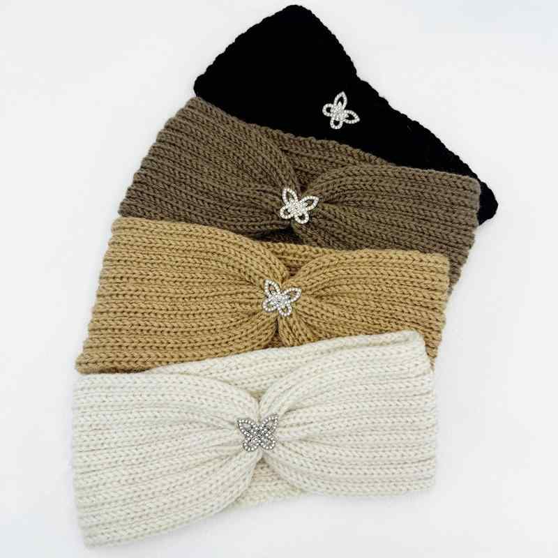 ヘアアクセサリー レディース 女性用 秋冬 毛糸 ニット 手編み ヘアバンド カチューシャ ヘッドバンド ヨガ スポーツ 運動用 保温 通気性 欧米風 蝶々柄 チェック柄