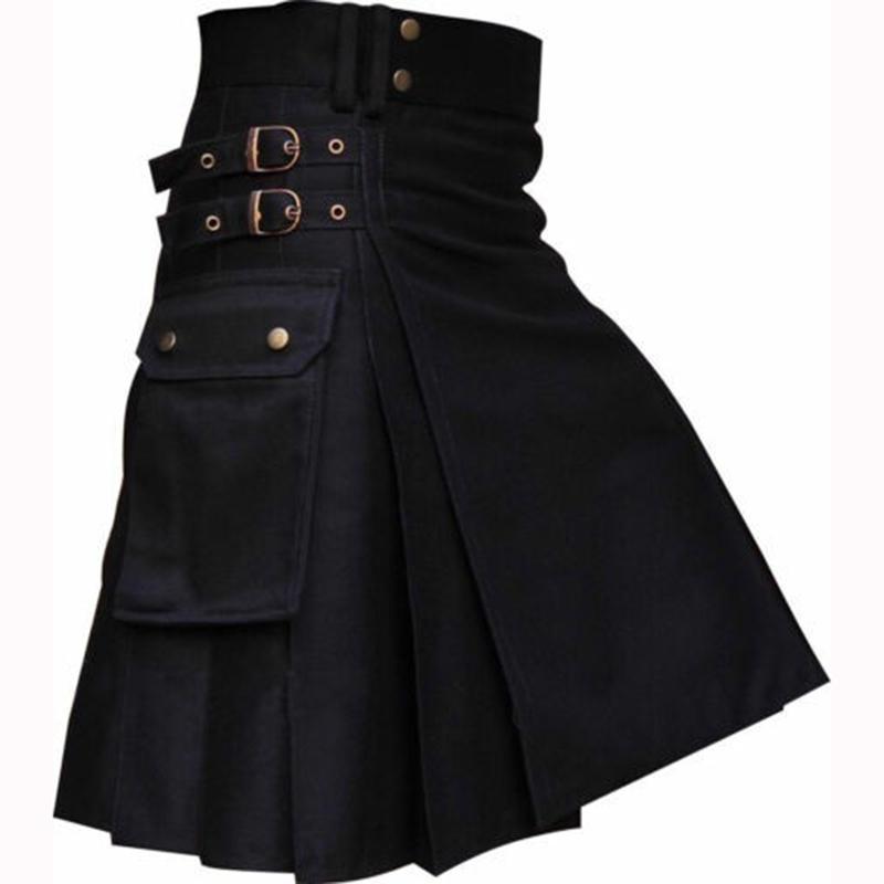 スカート メンズ 男性用 スコットランド ハロウィン イベント コスプレ ダンス衣装 タータンチェック プリーツスカート 配色 ボタン装飾 オールシーズン ポリエステル混紡 レトロ クラシック 軽量