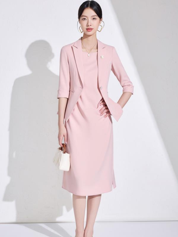 セットアップ レディース 通勤 オフィス ビジネス オフィスカジュアル 春夏秋 3シーズン 七分袖 テーラードジャケット ワンピース パンツ 2点セット エレガント 上品 きれいめ