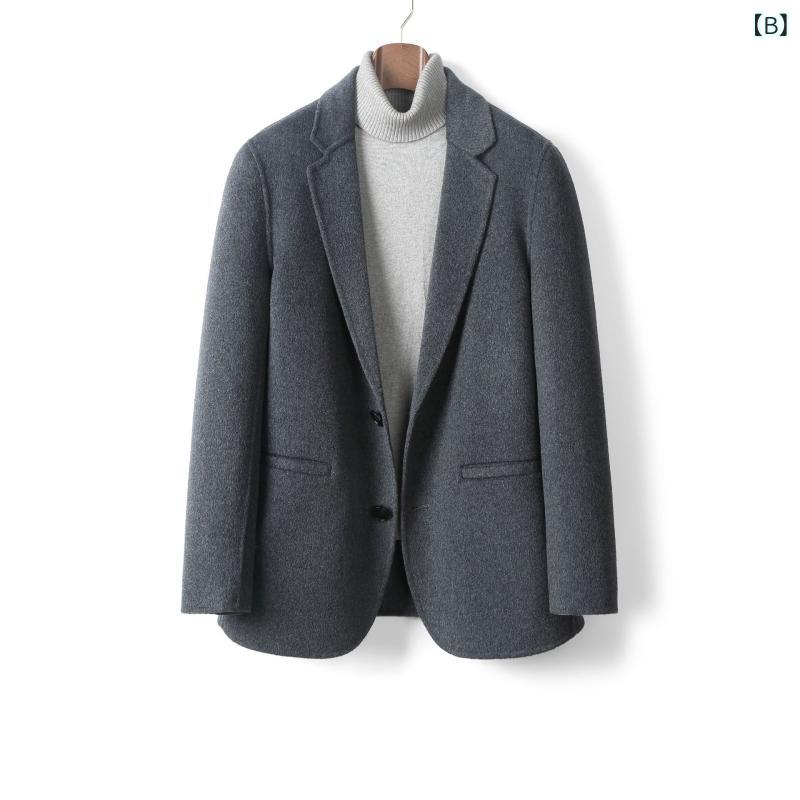 ジャケット メンズ 男性用 形態安定 ダブルフェイス ウールカシミヤ混紡 スリムフィット ショート丈 コート 秋冬 アウター おしゃれ ビジネス カジュアル 通勤 テーラードジャケット