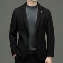テーラードジャケット メンズ ウール 秋冬 ビジネス カジュアル ビジカジ 紳士 スリムフィット 細身 無地 韓国風 ブラック ダークグレー 色落ちしにくい シングルブレスト