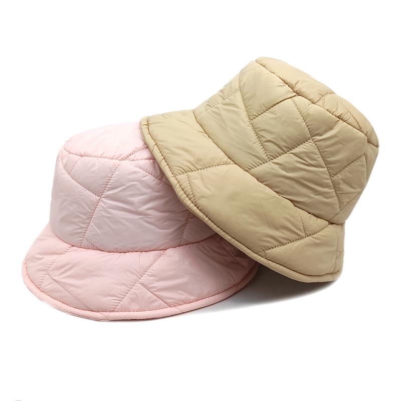 フィッシャーマンハット レディース 女性用 軽量 保温 防寒 UVカット 中綿入り 秋冬 チェック柄 無地 シンプル レトロ カジュアル バケットハット 丸型 ショートブリム