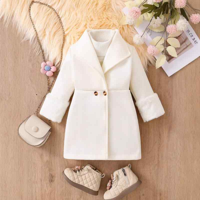 コート ベビー 女の子 冬物 防寒 暖か 極厚 裏起毛 メルトン調 ウールタッチ 無地 ミドル丈 Pコート風 シングルボタン 柔らか肌触り ポリエステル素材 A...