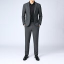スーツ メンズ 軽量 ストレッチ セットアップ スリムフィット 細身 ビジネス フォーマル 通勤 オフィス カジュアル ポリエステル混紡 ウール混 無地 春秋 韓国スタイル シングル1つボタン グレー