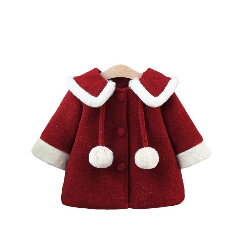 コート ベビー 女の子 秋冬 厚手 暖か ボア裏地 メルトン ウール混紡 中綿 アウター ミドル丈 シングルボタン 韓国風 おしゃれ かわいい 通園 通学 フー...